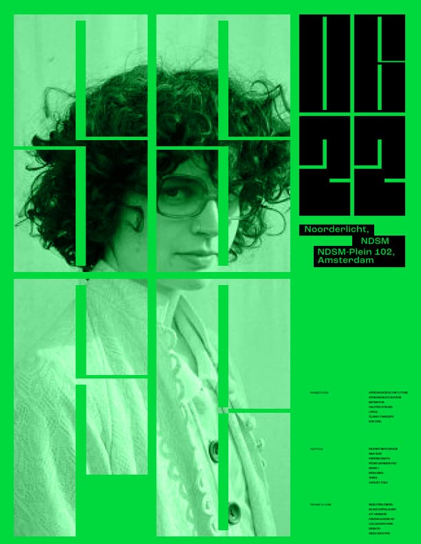 Green duotone photo collage with festival date and location details
