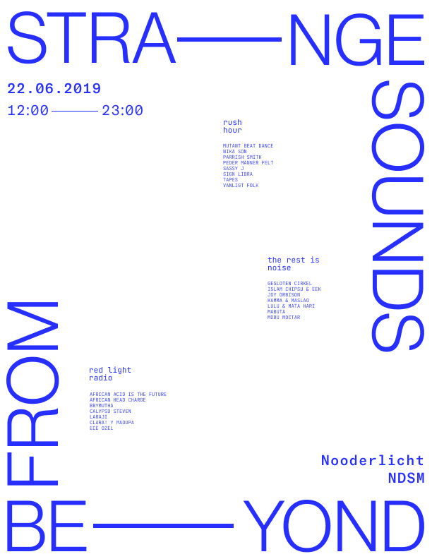White festival poster with blue typography